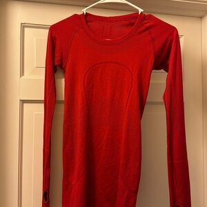 Lululemon swiftly tech long sleeve, size 2, red